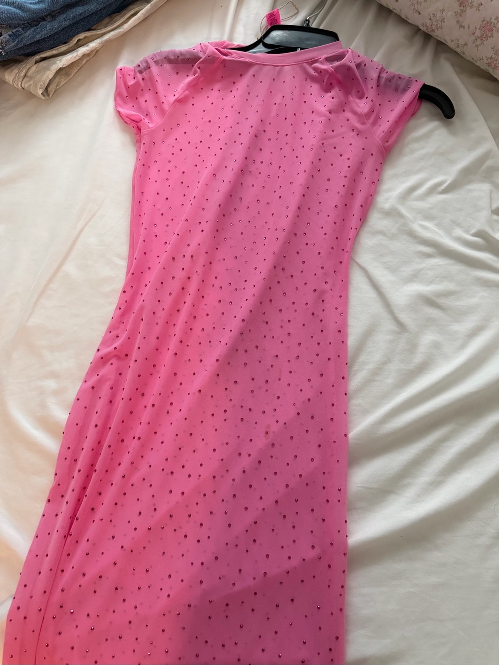 SKIMS Sheer Pink Maxi Swim Coverup with Sparkle Detail - Picture 3 of 5